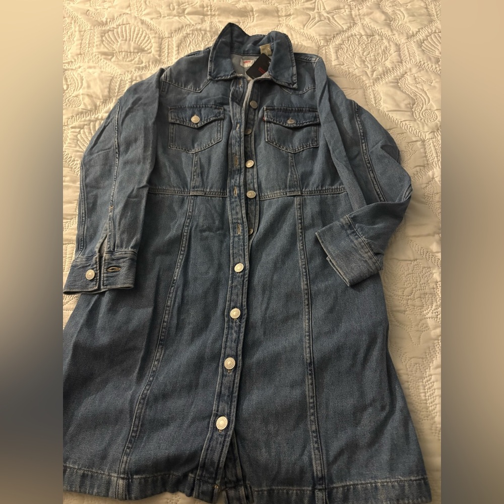 Levi's Blue Denim Long Sleeve Dress